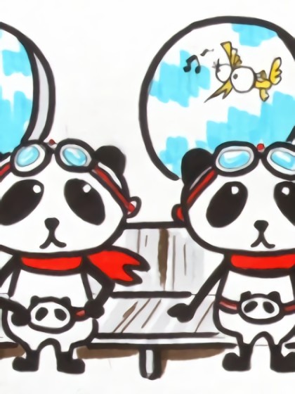 熊猫跳伞漫画